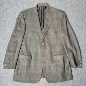 Canali Blazer Mens Size  L Wool 2 Buttons Gray Houndstooth Check Tweed Coat